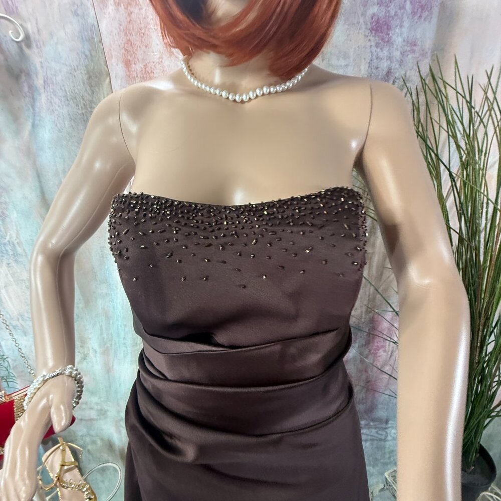 New📌Alfred Angelo Draped Bodice Crystal Beading Bridesmaid - Formal -Prom Dress - Picture 3 of 16